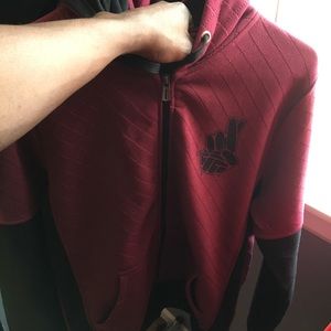 Black and burgundy zip up Hoodie